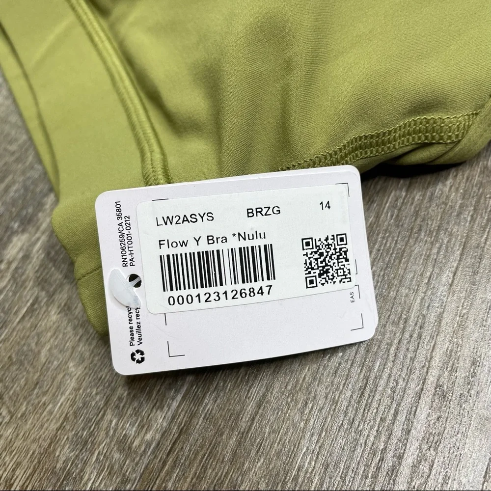 lululemon Bronze Green Flow Y Bra Nulu NEW Size 14 - Picture 6 of 9
